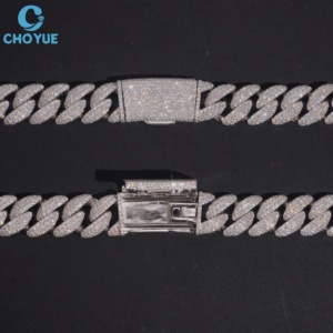 Oferta Especial: Cadena Cubana de Plata 925 con Baño de Rodio y Moissanita VVS, Joyería de Eslabones Completamente Incrustados Estilo Hip Hop - Product Image 3