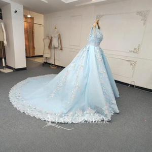 For Jancember ANY49 Sky Blue <b>Butterfly</b> Puffy Ball Gown <b>Beaded</b> Crystal-Decorated Evening Dresses for 16 Girls Natural for Parties - Product Image 2