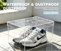 Boîte de présentation de chaussures en acrylique transparente carrée moderne sur mesure, empilable, anti-poussière, organisateur de chaussures pour magasin, vente au détail, collection en gros