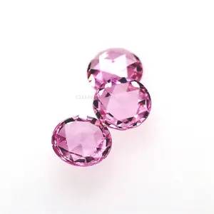 High Quality artificial Round Shape pink zircon stone Rose cut Flat bottom Cubic Zirconia
