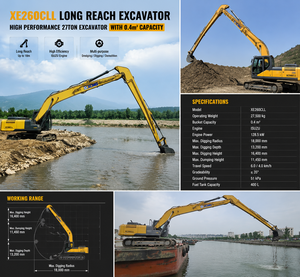 รถขุดไฮดรอลิกแบบยาว 27 ตัน รุ่น XE260CLL สำหรับโครงการท่าเรือ แม่น้ำ และเทศบาล - Product Image 4