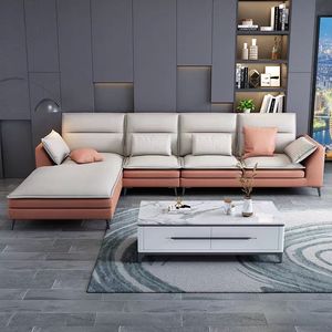 Set di Divani Moderni di Design a Forma di L Personalizzabili in Tessuto di Alta Gamma Grande Divano Marrone Ricco per Soggiorno e Villa - Product Image 3