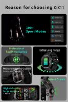 Montre connectée QX11, écran TFT 1,96 pouce, sport, grande batterie 420 mAh, IP67, BT 5.2, SDK, appels téléphoniques, suivi du sommeil, moniteur de fréquence cardiaque, lecteur de musique