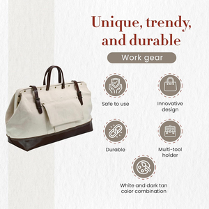 Sac à outils en toile robuste fourre-tout à outils sac polyvalent avec large ouverture à charnière et poignées en cuir sac à outils <span class=keywords><strong>de</strong></span> Mason - Product Image 4