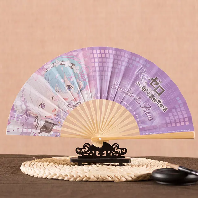 Chinese bamboo paper folding fan stand promotional