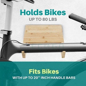 Supporto <span class=keywords><strong>da</strong></span> <span class=keywords><strong>Parete</strong></span> in Legno per Bicicletta <span class=keywords><strong>con</strong></span> <span class=keywords><strong>Mensola</strong></span>, Robusto e Compatto, per Garage, Casa o Appartamento, Appendibici <span class=keywords><strong>da</strong></span> <span class=keywords><strong>Parete</strong></span> in Bambù - Product Image 5