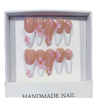 Ongles à presser longs carrés stiletto, style romantique français sculpté, réutilisables, faits main, en acrylique minimaliste, couvrance totale, qualité usine