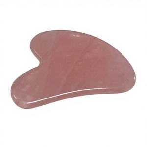 Rose Quartz Guasha Board Heart Shape Facial <b>Massage</b> Stone Natural Crystal <b>Tool</b> - Product Image 4