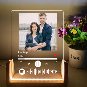Lámpara de Noche con Marco de Fotos y Canción Personalizada, Reproductor de Música para Parejas, Regalo de Aniversario, Canción de Boda, Luz LED para el Día de la <span class=keywords><strong>Madre</strong></span> - Product Image 4