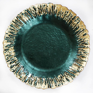 Assiette à fruits et assiette à dîner <span class=keywords><strong>de</strong></span> haute qualité avec bordure dorée et design plissé pour hôtel, restaurant, banquet - Product Image 3