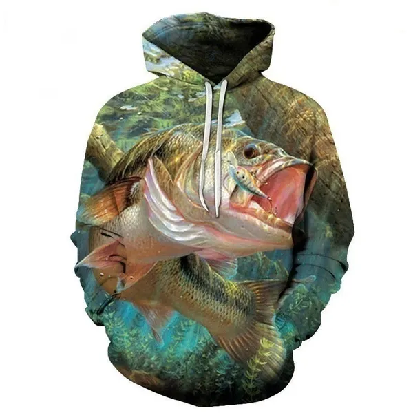 Men Casual Fishing Printed Sweatshirt Outdoor Sports Wear Male 3D Printing Hoodies Man Cool Fashion Oversized Pullover Sweater