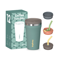 Tasse à café isotherme en acier inoxydable à double paroi sans BPA, gobelet à eau à double paroi avec trois couvercles