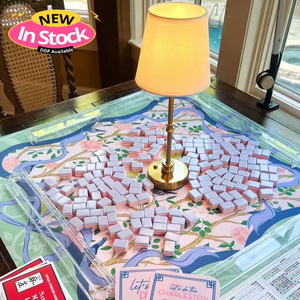 Juego de Fichas de Mahjong Americanas de Lujo de Alta Calidad en <span class=keywords><strong>Coral</strong></span> y Rosa Suave, 160 Fichas Estándar de Cuatro Capas de Acrílico con Diseño Floral Grabado - Product Image 5