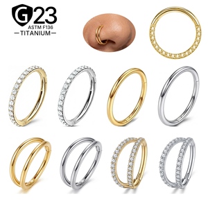 JiaXin ASTM F136 <strong>Titanium</strong> 6AI-4V ELI Hinged Segment Nose Clicker <strong>Ring</strong> Nose <strong>Rings</strong> Hoop Lip <strong>Rings</strong> 6mm 7mm 8mm 9mm 10mm 11mm 12mm - Product Image 1
