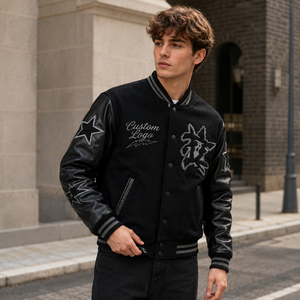 <span class=keywords><strong>Veste</strong></span> universitaire pour homme, <span class=keywords><strong>noire</strong></span>, épaisse, pour club et équipe, avec broderie graphique, corps <span class=keywords><strong>en</strong></span> <span class=keywords><strong>laine</strong></span> et empiècements <span class=keywords><strong>en</strong></span> cuir, style Letterman, vente <span class=keywords><strong>en</strong></span> gros - Product Image 3