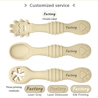 Cuillère et fourchette pour bébé Cuillère en silicone de qualité alimentaire antidérapante Coutellerie pour enfants Formation Spork Soft Accessoires de cuisine