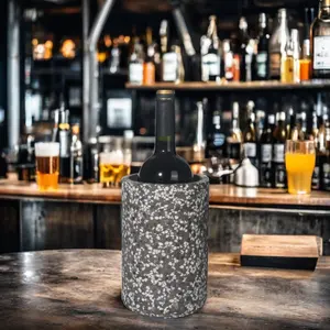 Wholesales Hotel Using Concrete Cement Terrazzo Ice Cooler Bucket Premium Beverage Tubs Cooler Bar Table Wine Rattan Ice Bucket