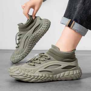 Chaussures pour hommes respirantes en maille beige/vert armée 2026 pour le commuting et le sport, avec amorti pour hommes - Product Image 4