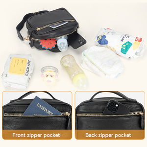 <span class=keywords><strong>Sac</strong></span> à langer mini élégant en cuir PU haut de gamme avec fonction résistante à l'eau pour bébé fille et garçon, avec matelas à langer intégré - Product Image 2