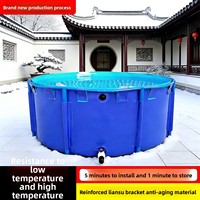 Bassin en toile renforcé de PVC pour poissons, piscine ronde pliable d'extérieur pour stockage d'eau et aquaculture avec support 470L/600L/780L