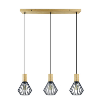 Lampe suspendue de cuisine personnalisée en forme de cage, abat-jour en métal style Art Déco, lampe suspendue LED en bois pour hôtel et bar