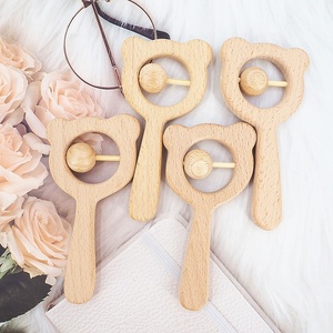 Anneau de dentition en bois de hêtre de haute qualité pour bébé, hochets, jouets éducatifs, <span class=keywords><strong>hochet</strong></span> en bois - Product Image 3