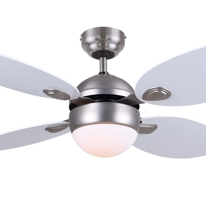 La luce del ventilatore da soffitto in nichel spazzolato decorativo per la casa del dispositivo di raffreddamento dell'aria in stile da 42 pollici con 4 lame in MDF include il controllo della catena di trazione - Product Image 2