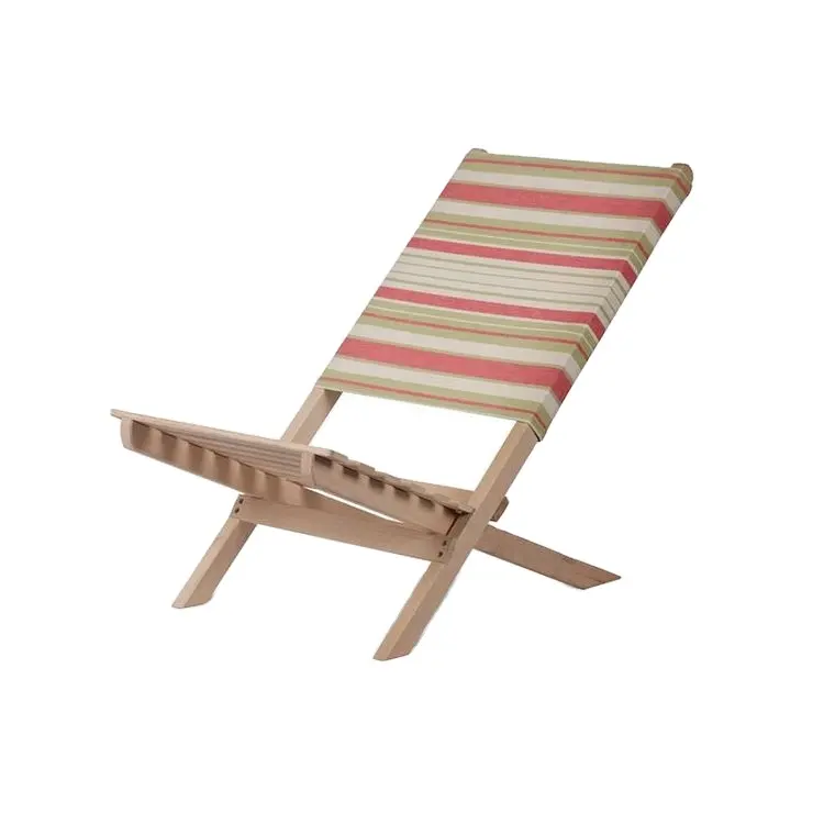 Silla de playa plegable de lona de madera portátil, venta al por mayor