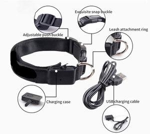 MHC 브라이트 고시인성 USB 충전식 LED 개 목걸이 (3가지 모드, 야간 산책용 조절 가능 폴리에스터 소재) - Product Image 4