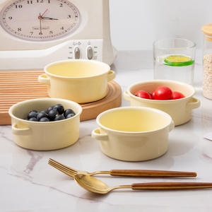 Tazones de Cerámica Chaozhou para Postre, Color Blanco Hueso, con Doble Asa, para Uso Doméstico y Hotelero, para Café y Té, Color Sólido DW1008Y 4.5 - Product Image 2