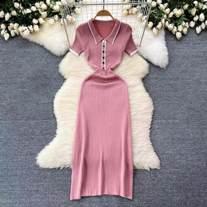 Nouvelle Robe Tricotée Automne 2026 – Modèle Boutonné à Manches Courtes, Élégante et Décontractée - Product Image 3