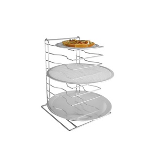 Estante para pizzas, soporte de 8 capas, 16,7 ''H x 12'' <span class=keywords><strong>L</strong></span> x 12 ''W, juego de aluminio para hornear pizzas para un fácil almacenamiento y horneado de pizzas múltiples - Product Image 2
