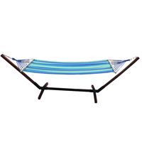 Hamac en tissu rayé avec support, balançoire suspendue pliable, légère, pour 1 à 2 personnes, camping en plein air, randonnée
