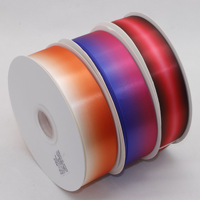 Ruban en satin polyester double face arc-en-ciel de 4 cm x 100 yards, motif floral de luxe, pour emballage cadeau DIY et fournitures artisanales