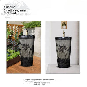 Lavabo sur pied rond élégant Wayon, lavabo d'art pour <span class=keywords><strong>salle</strong></span> <span class=keywords><strong>de</strong></span> <span class=keywords><strong>bain</strong></span>, lavabo en céramique <span class=keywords><strong>de</strong></span> luxe pour villa, hôtel - Product Image 4