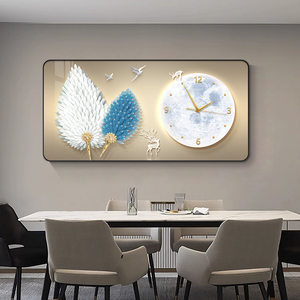 2025 New 60*30cm <strong>Large</strong> <strong>Wall</strong> Art <strong>Wall</strong> <strong>Clock</strong> Feather Crystal Porcelain Still Life Custom Watch for Home Decoration Painting - Product Image 1