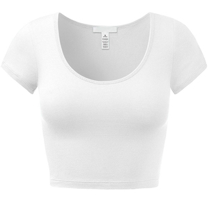 ขายส่งสลิมฟิตผู้หญิงแขนสั้นเสื้อยืดโลโก้ที่กําหนดเองว่างเปล่าสาวผู้หญิงพืชยอดนิยมเสื้อยืด - Product Image 4