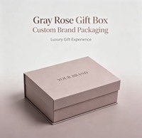 Boîte cadeau rigide magnétique grise personnalisée avec logo de marque imprimé en relief pour l'emballage de cosmétiques et d'accessoires de luxe pour mariage