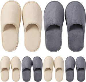 6 Pairs Disposable for Guest Non Slip Spa <b>Slides</b> Washable Comfort All Seasons House Shoes Hotel <b>Indoor</b> Faux Fur Lining - Product Image 5