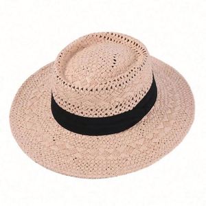 Sombrero de Paja Panamá Tejido a Mano de Alta Calidad para Mujer, Visera Hueca Transpirable para Verano, Protección Solar, Playa, Viajes, Pesca - Product Image 3