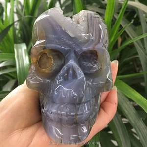 Bán buôn tự nhiên pha lê mã não druzy geode hộp sọ Tay Chạm Khắc Agate pha lê hộp sọ cho trang trí - Product Image 4