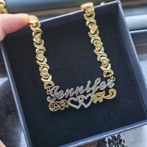 Qiuhan XOXOチェーンステンレスネックレス65mmイヤリング18K 2色メッキ女性カスタムネームジュエリーセット - Product Image 6