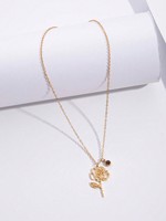 Collier pendentif fleur en acier inoxydable pour femme, collier ras du cou floral délicat, design minimaliste ajouré