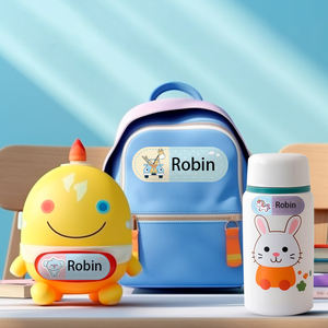 Vente en gros bas quantité minimale de commande autocollants nominatifs adhésifs personnalisés autocollants nominatifs de dessin animé autocollant d'impression de nom - Product Image 1