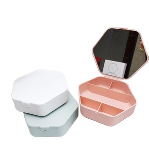 Boîte de rangement à bijoux minimaliste en grille, étui à bijoux hexagonal avec miroir, support pour vente en gros de boîtes à bijoux - Product Image 1