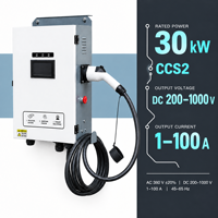 Station de recharge DC 30 kW CCS2 pour véhicules électriques, chargeur rapide double pistolet, OCPP 1.6J, paiement RFID, IP54, pour flotte, commercial, programmation de la recharge, WiFi