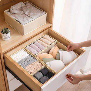 Organisateur de vêtements, boîte de rangement en tissu, rectangle pliable et empilable avec compartiments pour sous-vêtements, chaussettes, slips, usage domestique - Product Image 5