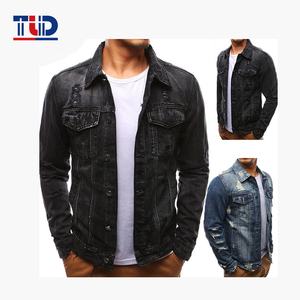 <span class=keywords><strong>Trendy</strong></span> Fashion Washed Classic Casual Blue Slim Fit strappato Trucker Jean Coat Mens Distressed Denim Jacket - Product Image 5