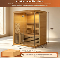 Sauna à vapeur intérieur durable de taille personnalisée, adapté à la maison, en bois de cèdre canadien, pour 3 personnes