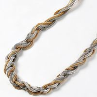 Collier ras du cou minimaliste en maille torsadée bicolore or et argent pour femme, bijoux fantaisie OEM/ODM